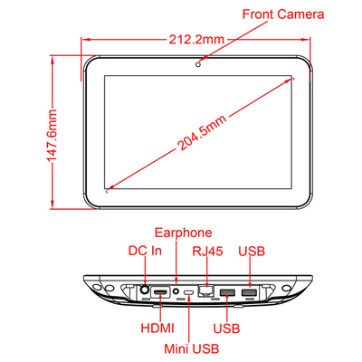 FCC bestätigte 8Inch alle in einer Android - Tablet RK3288 CPU mit POE USB OTG