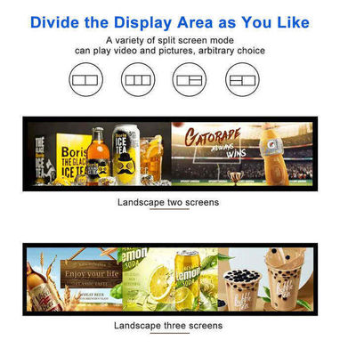 24 Zoll Ultra-Wide-Auflösung Stretched Bar Typ LCD Werbeanzeige Die perfekte Wahl für den Supermarkt Regal Einzelhandel