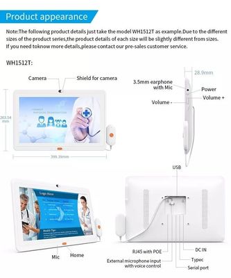 10.1 Zoll RK3399 CPU Wandmontierte medizinische Krankenhaus Tablet mit POE Power