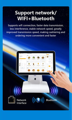 15 Zoll N2840 Desktop-POS-Maschine Restaurant-POS-Terminal 2+32 GB All-in-One-POS-System mit Kundenanzeige