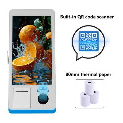 Restaurant Selbstbedienung Bestellkiosk Win 8+128GB Selbstbedienung Zahlungskiosk mit Drucker Nfc QR Code Scanner