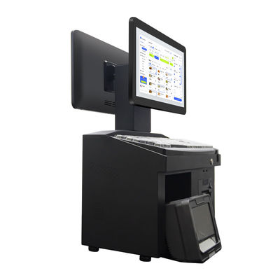 14 Zoll Dual-Touchscreen Win 7 POS-Kasse i3 CPU 4+64GB Desktop POS-Terminal mit Drucker, Tastatur, Scanner
