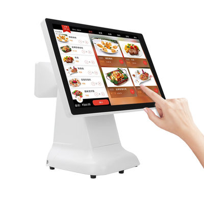 Win-Kassen-POS-Maschine, einfacher Stil, Kunststoffdesign und 15,6-Zoll-Dual-Screen-All-in-One für Win