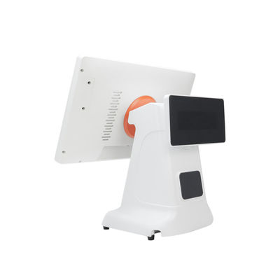 Windows-Kassen-POS-Maschine, einfacher Stil, Kunststoffdesign und 15,6-Zoll-Dual-Screen-All-in-One für Windows