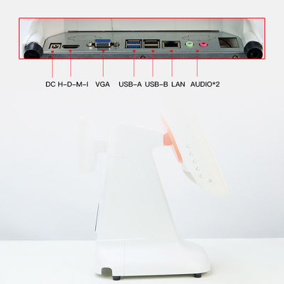 Windows-Kassen-POS-Maschine, einfacher Stil, Kunststoffdesign und 15,6-Zoll-Dual-Screen-All-in-One für Windows