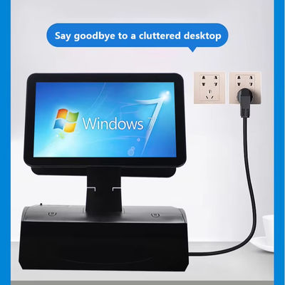 15,6 Zoll Dual-Screen Touch All-in-One POS-System mit Kassenschublade und eingebautem 58-mm-Drucker 2 GB RAM Supermarkt
