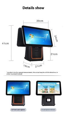 Einzelhandels-Restaurant-Rechnungsmaschine 15,6 Zoll Dual-Screen-POS-System mit Windows-Betriebssystem und Android-POS