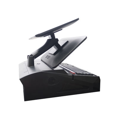 OEM ODM 15,6 Zoll Dual-Screen Win 7 POS-Kasse N2840 CPU 2+32GB Desktop-POS-Terminal mit 58-mm-Drucker, Tastatur