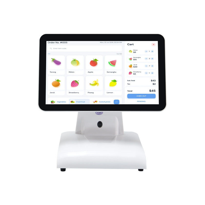 15 Zoll N2840 Desktop-POS-Maschine Restaurant-POS-Terminal 2+32 GB All-in-One-POS-System mit Kundenanzeige