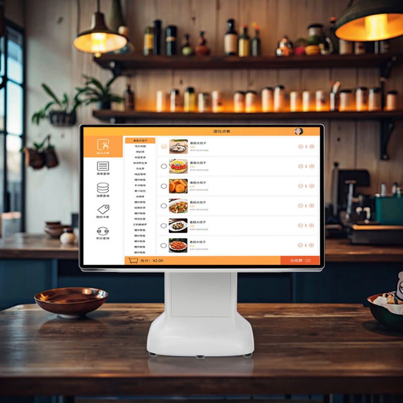 Win-Kassen-POS-Maschine, einfacher Stil, Kunststoffdesign und 15,6-Zoll-Dual-Screen-All-in-One für Win
