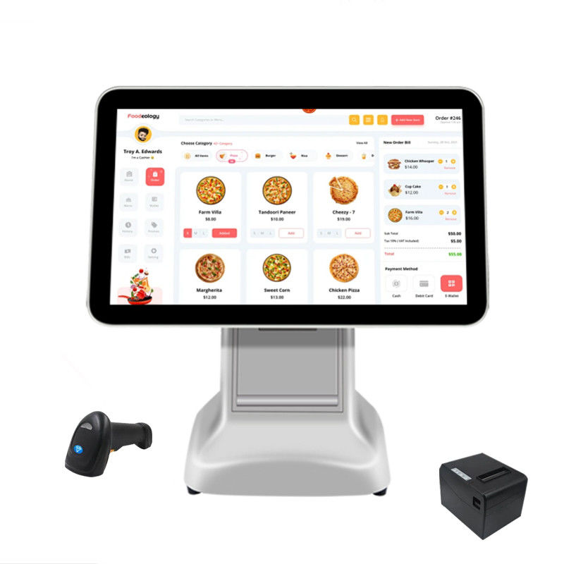Produkt-Kasse-Terminal 15,6 Zoll Android-POS All-in-One-Supermarkt-Mini-Kasse mit Farbdruckerausgang