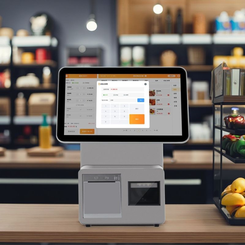 Einzelhandel mit 15,6 Zoll Dual Touch Screen All in One-Terminal-Maschine mit Wärmeübertragungsdrucker-Technologie