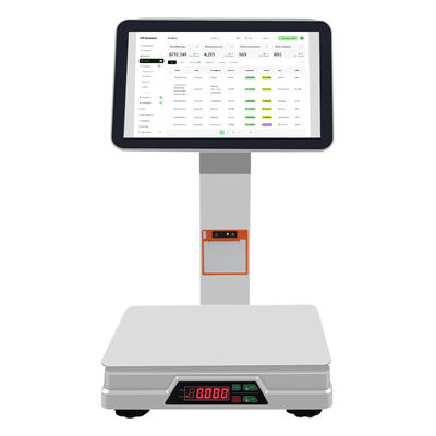15,6+14 Zoll Dual-Touchscreen-POS-Terminal mit Waagschale, Barcode-Scanner und Thermodrucker für den Einzelhandel